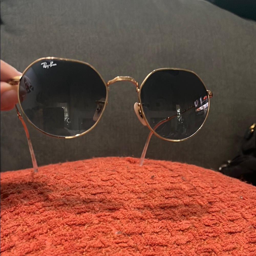Ray-Ban Gold and Black Round Sunglasses